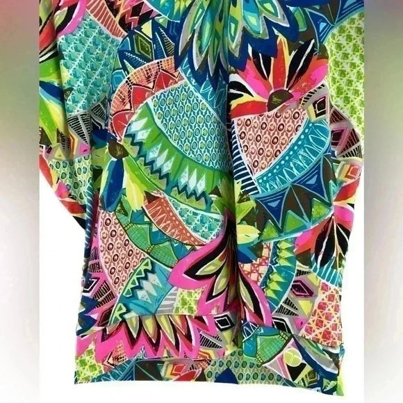 Trina Turk Recreation Resort Tropical Bright Colorful Shirt Tunic Dress Top XS - Picture 6 of 12